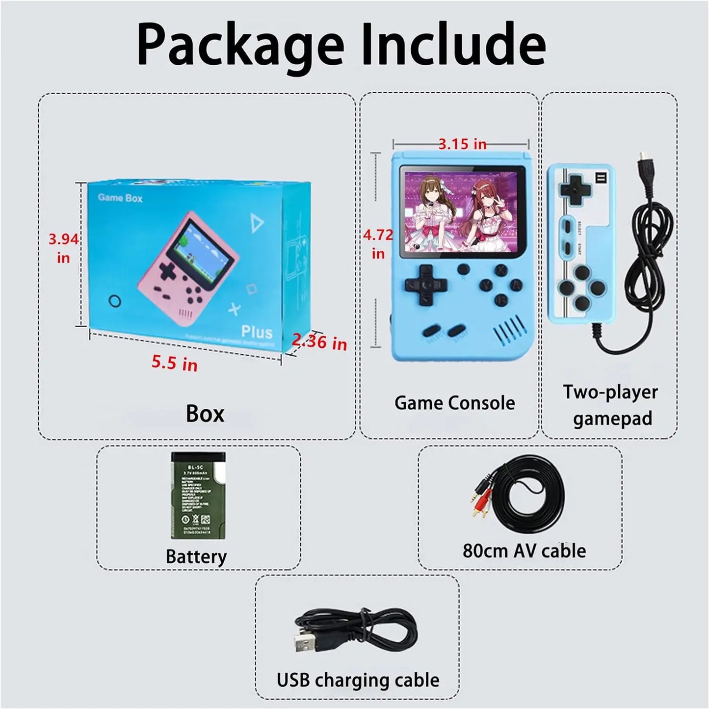 Retro Handheld Game Console with 500 Classical FC Games-3.0 Inches Screen Portable Video Game Consoles, Handheld Video Games