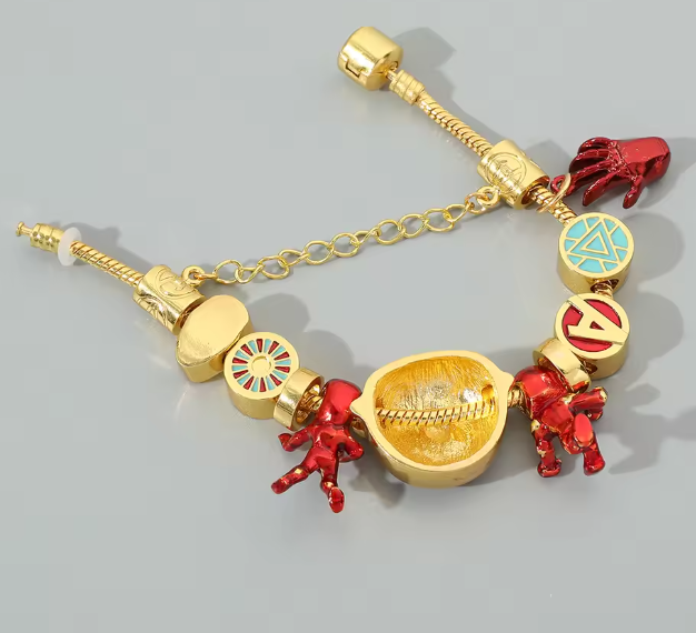 Marvel Iron Man Gold Bracelet with Charms (17cm)