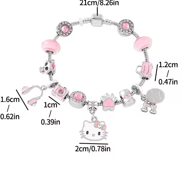 Sanrio Hello Kitty Pink Bracelet with Charms (19cm)