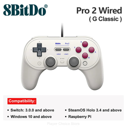 8BitDo Pro 2 Wired Gamepad for Nintendo Switch PC Gamepad RetroPie Raspberry Pi Ultimate Software Adjustable Hair Triggers