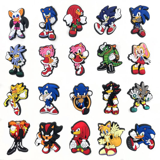 20PCS Sonic The Hedgehog Decoration for Shoe Phone and Car Charms for Sonic Clips Clogs Accessories Silicone DIY for RC Toys