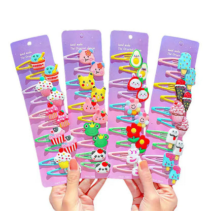 10PCS/Set New Girls Cute Cartoon Ice Cream Unicorn Hairpins Kids Lovely Hair Clips Barrettes Headband Fashion Hair Accessories