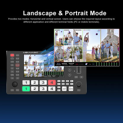 MOVMAGIC M4 5.5 Inch 2HDMI(4K/60P) Input 5CH Video switcher with 4HDMI&1USB Input,USB 3.1 Stream,Support PTZ/USB/SD.