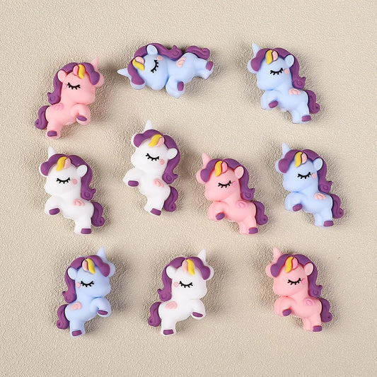 5/10Pcs Silicone Beads Cartoon Unicorn 3D Focal Beads Jewellery Making DIY Beaded Pen Keychain Bracelets Jewelry Accessories