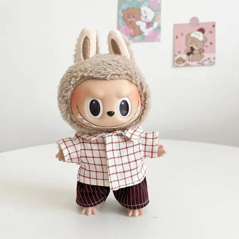 17cm Cute Mini Plush Doll'S Clothes Outfit Accessories For Korea Kpop Exo Labubu Idol Dolls Tops And Pants Clothing Diy Kid Gift