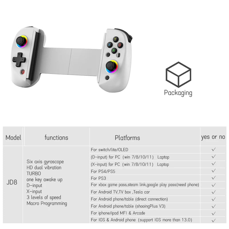 Bluetooth-Compatible Android Gamepad Telescopic Tablet Game Controller for PC PS4 Switch iOS Mobile Joystick with Hall Trigger