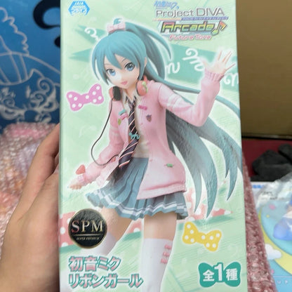 In Stock SEGA SPM Hatsune Miku Project DIVA Arcade Future Tone Hatsune Miku Ribbon Girl PVC 23CM Anime Action Figures Model Toy