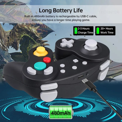Bluetooth-Compatible Gamecube Controller For NS Switch 2/Switch Console Gamepad For Steam/Andriod/PC Joystick with Turbo Functio