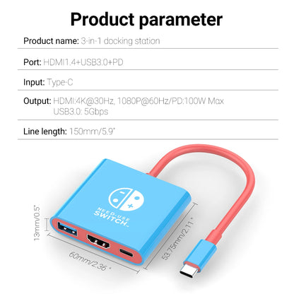 Gopala Portable TV Dock Charging Docking Station with HDMI and USB 3.0 Port Replacement Base Dock Set for Nintendo Switch OLED