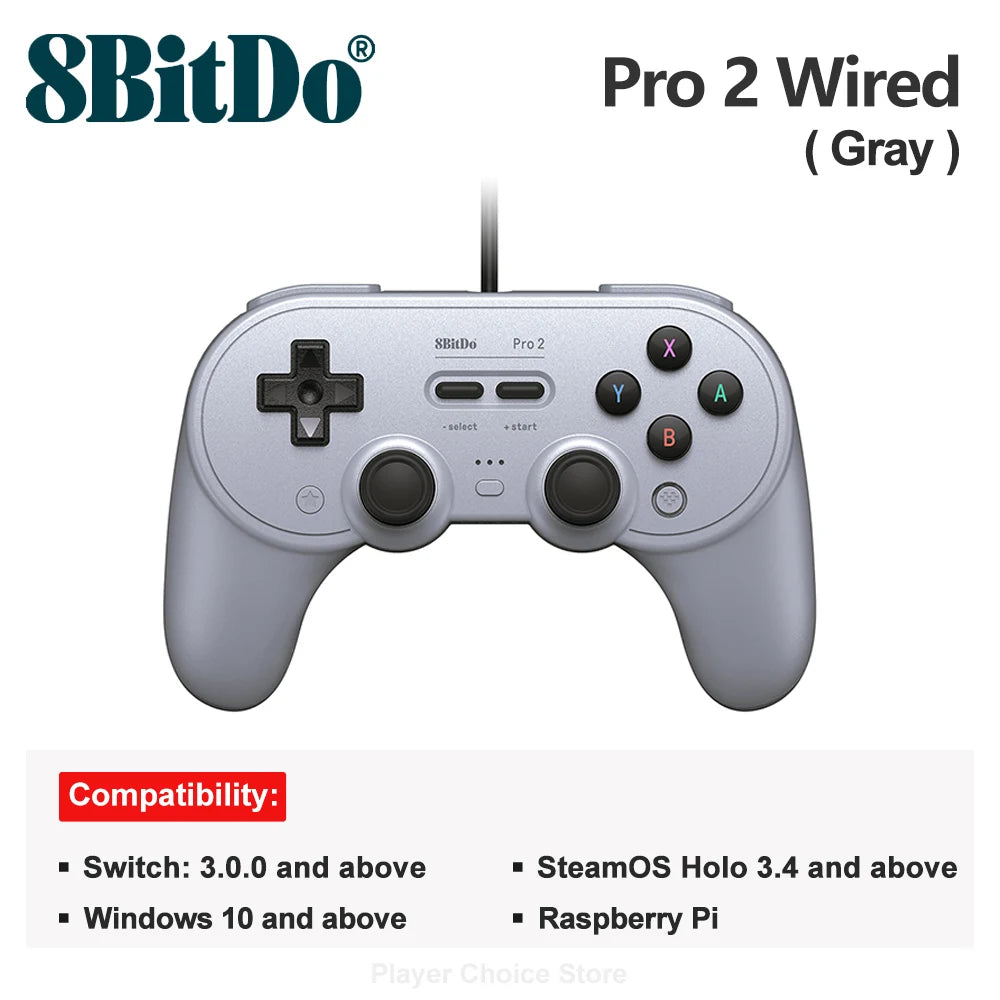 8BitDo Pro 2 Wired Gamepad for Nintendo Switch PC Gamepad RetroPie Raspberry Pi Ultimate Software Adjustable Hair Triggers