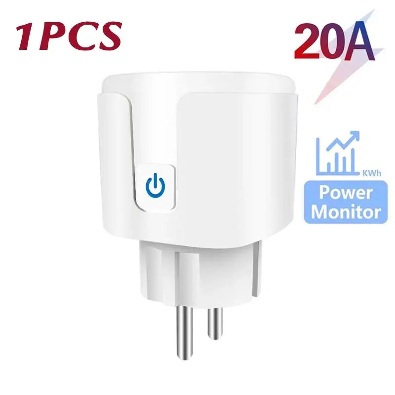 EU Standard Tuya WiFi Smart Socket 16/20A with Energy Monitoring Voice Control Compatible with Alexa Google Assistant Smart Life