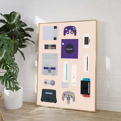Retro Video Game Controllers Poster Handheld Game Console Gamepad Canvas Painting Wall Print Picture for Living Room Home Decor