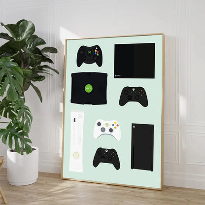 Retro Video Game Controllers Poster Handheld Game Console Gamepad Canvas Painting Wall Print Picture for Living Room Home Decor