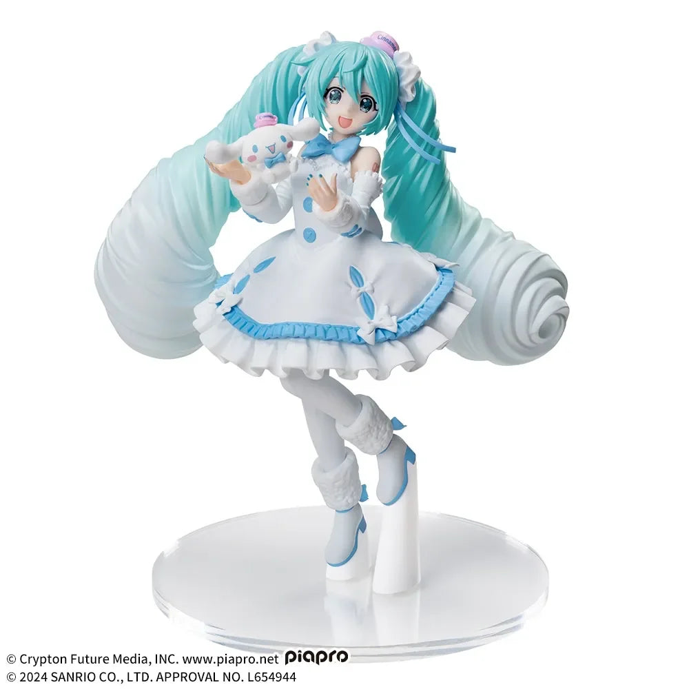 SEGA Hatsune Miku Anime Miku Cinnamoroll White Dress Action Figures Model Figurine Original Figuarts Decoration Collection Toys