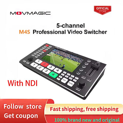 MOVMAGIC M4S 5.5 Inch (4K/60P) Input 5CH Video switcher with 4HDMI&4SDI 1USB Input,USB 3.1 Support PTZ/USB/SD.