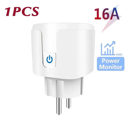 EU Standard Tuya WiFi Smart Socket 16/20A with Energy Monitoring Voice Control Compatible with Alexa Google Assistant Smart Life