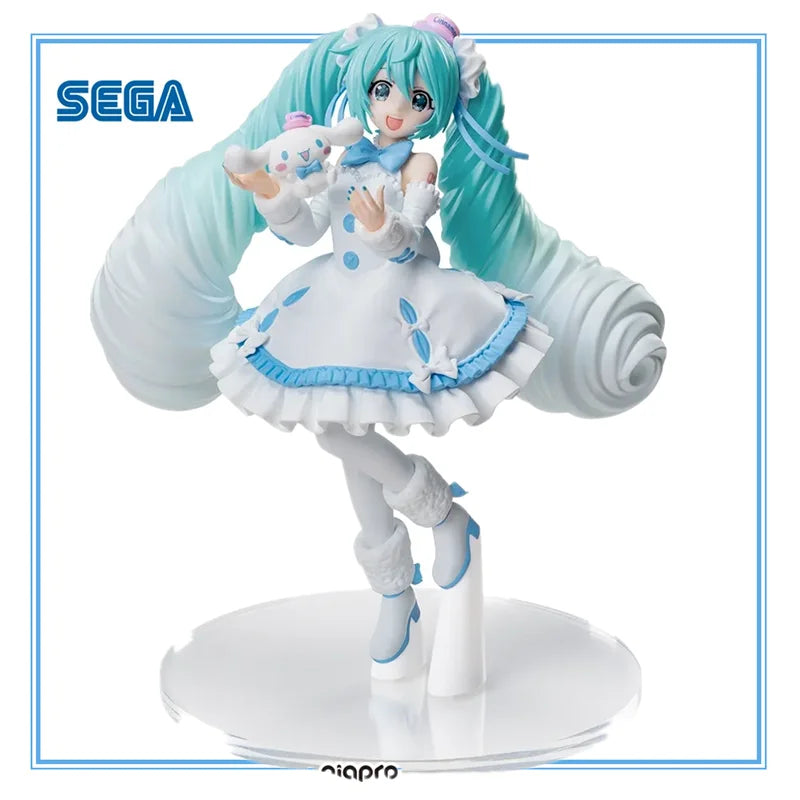 SEGA Hatsune Miku Anime Miku Cinnamoroll White Dress Action Figures Model Figurine Original Figuarts Decoration Collection Toys