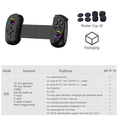 Bluetooth-Compatible Android Gamepad Telescopic Tablet Game Controller for PC PS4 Switch iOS Mobile Joystick with Hall Trigger