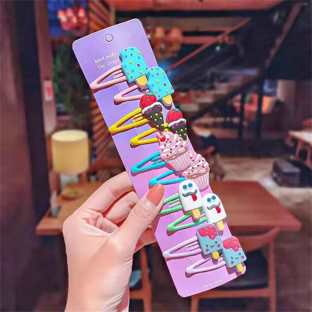 10PCS/Set New Girls Cute Cartoon Ice Cream Unicorn Hairpins Kids Lovely Hair Clips Barrettes Headband Fashion Hair Accessories