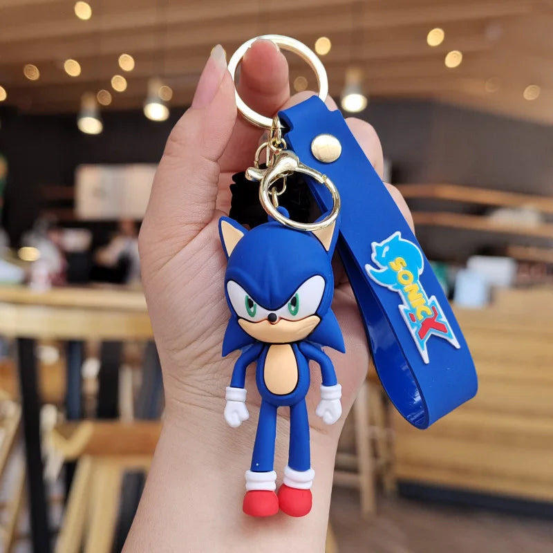 Sonic Anime Silicon Cute Cartoon Figure Keychains Kawaii Pendant Bag Charms Key Ring Friends Couple Jewelry Gift Fashionable