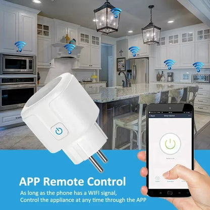 EU Standard Tuya WiFi Smart Socket 16/20A with Energy Monitoring Voice Control Compatible with Alexa Google Assistant Smart Life