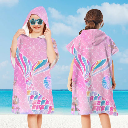 Baby Cartoon Printing Bathrobe Girls Unicorn Beach Towel Boy Shark Dinosaur Bath Towel Kids Hooded Cape Towel Children Bath Item