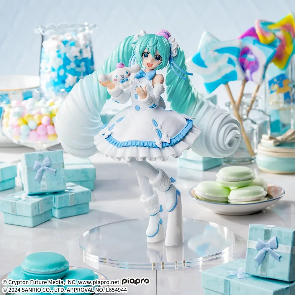 SEGA Hatsune Miku Anime Miku Cinnamoroll White Dress Action Figures Model Figurine Original Figuarts Decoration Collection Toys