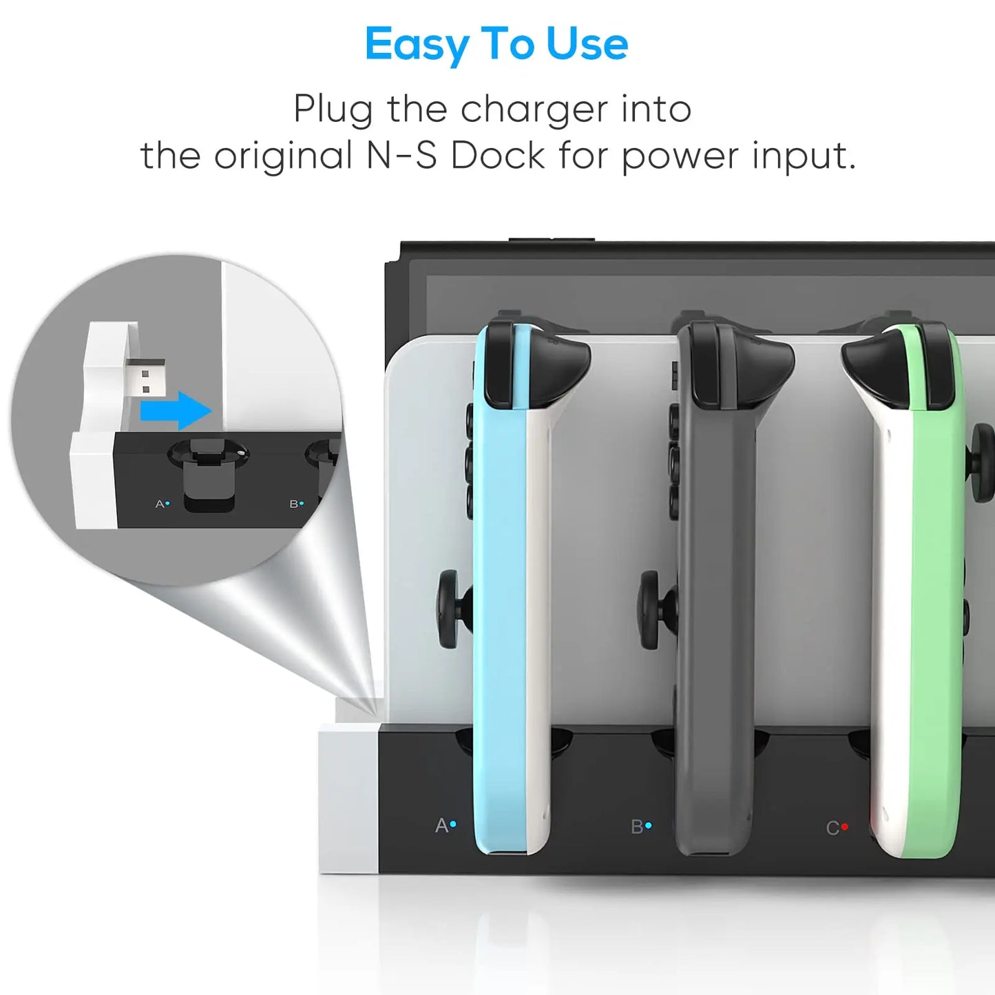Controller Charger Dock Compatible with Nintendo Switch OLED Joycons Charging Stand Station for Nintendo Switch Accessories