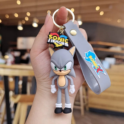 Sonic Anime Silicon Cute Cartoon Figure Keychains Kawaii Pendant Bag Charms Key Ring Friends Couple Jewelry Gift Fashionable