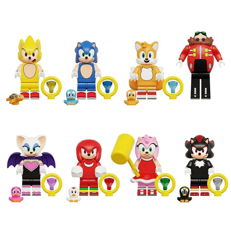 8PCS Sonic The Hedgehog Anime Figures Sonic Action Figures Tails Doll Kawaii Toy for Kids Shadow Birthdays Gifts