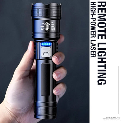 Ultra strong light long-range rechargeable flashlight for outdoor patrol, spotlight zoom aurora cannon, large floodlight laser c