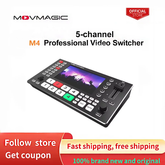 MOVMAGIC M4 5.5 Inch 2HDMI(4K/60P) Input 5CH Video switcher with 4HDMI&1USB Input,USB 3.1 Stream,Support PTZ/USB/SD.