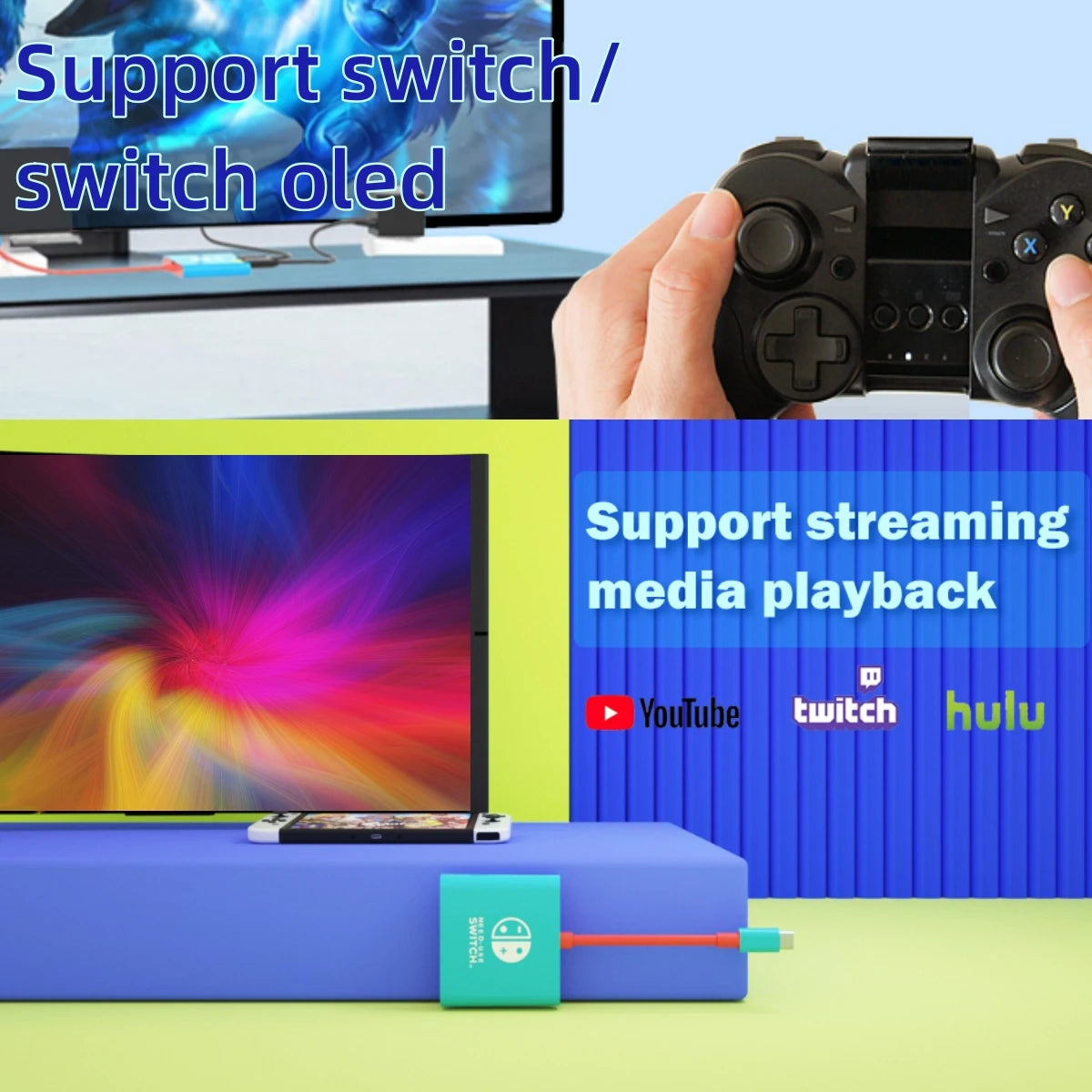 Gopala Portable TV Dock Charging Docking Station with HDMI and USB 3.0 Port Replacement Base Dock Set for Nintendo Switch OLED