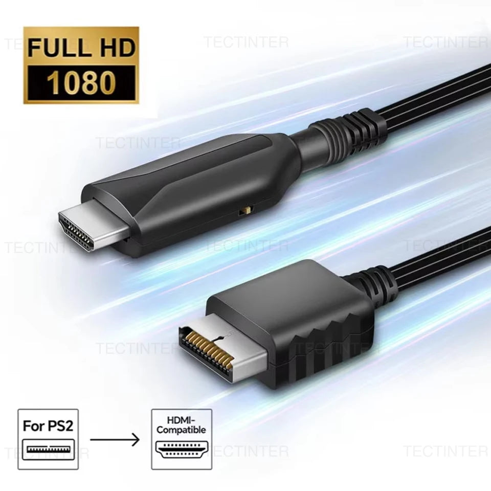 For PS2 HDMI-Compatible Converter Adapter Supports for PlayStation 2/PS1 Display Modes HDTV PC Full HD Cable Adapter Accessories