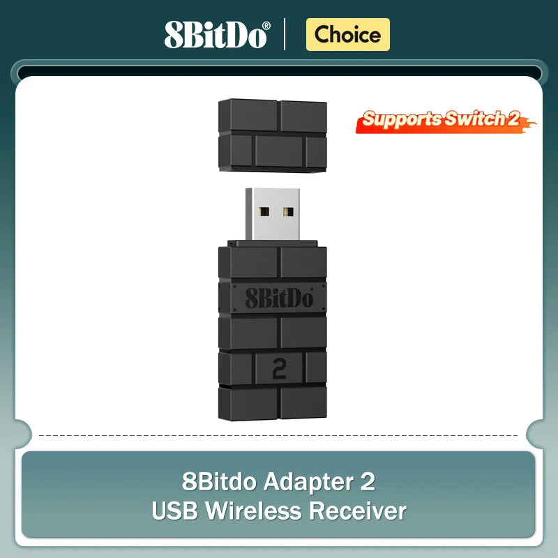 8BitDo USB Wireless Bluetooth Adapter 2 Receiver for Nintendo Switch 1, 2 PS1 Raspberry Pi Mini PS4 Controller for PS5 Handle