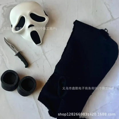 For/Cloth Labubu Doll Diy Terror Mask Halloween Set 17cm V1 V2 V3 Vinyl Doll Mp5 Metal Bag Doll Accessories