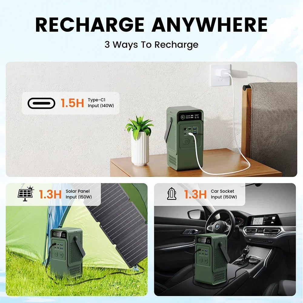 60000mAh Portable Power Station 200W 192Wh Fast Charging Power Bank External Battery for Outdoor Camping Generator Power Supply