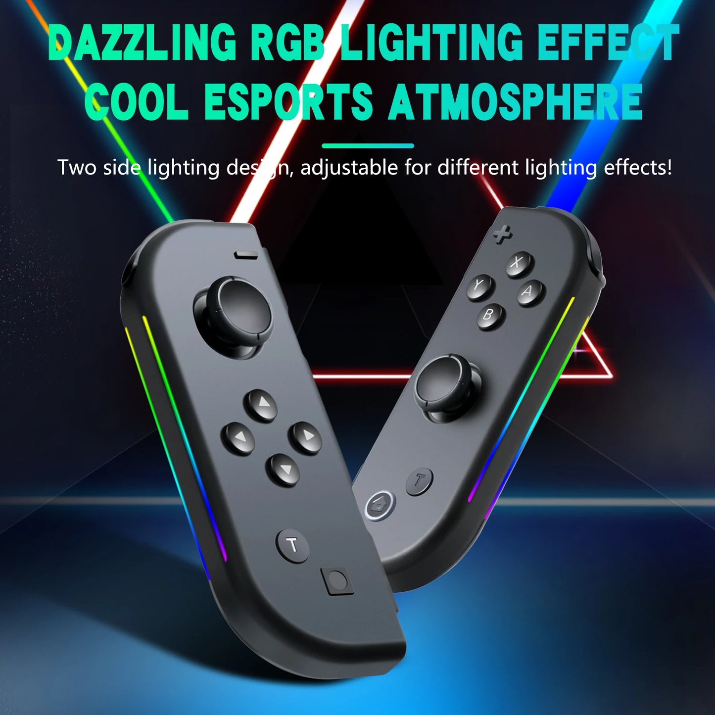FORswitch Wireless for Joy-Con Controller RGB Small Handle with Colored Lights Left And Right for NS Host