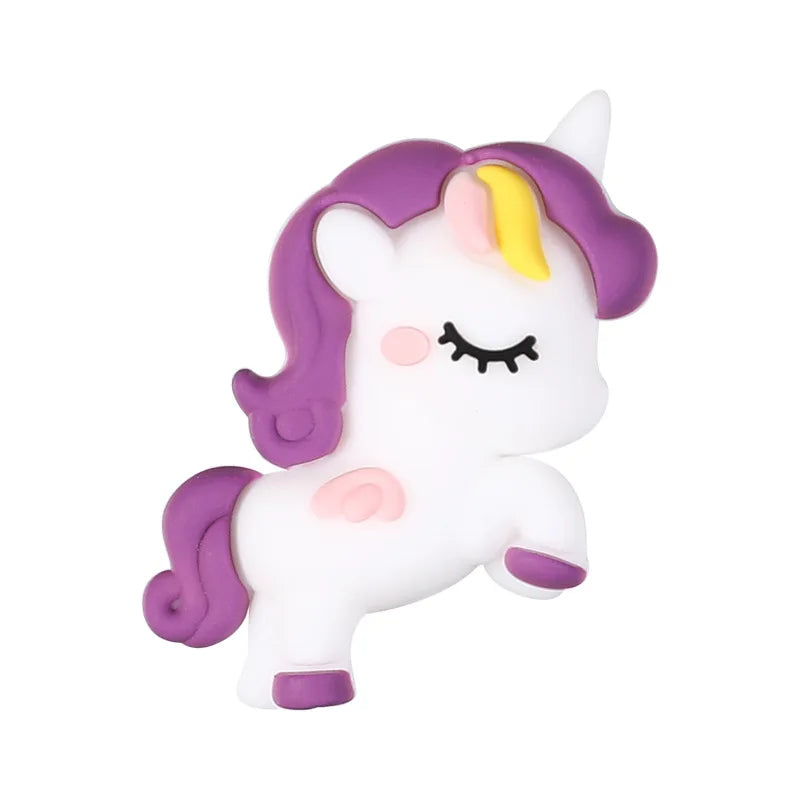 5/10Pcs Silicone Beads Cartoon Unicorn 3D Focal Beads Jewellery Making DIY Beaded Pen Keychain Bracelets Jewelry Accessories