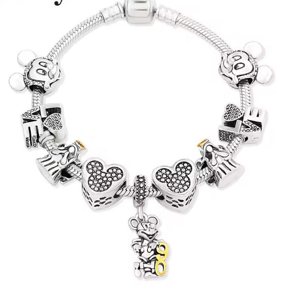 Disney Mickey Mouse Silver Bracelet with Charms