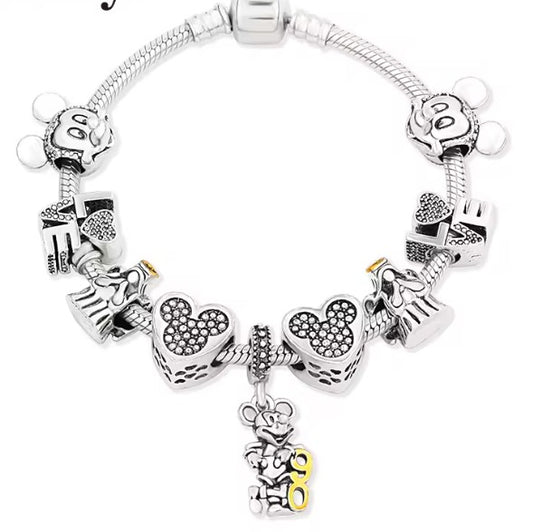 Disney Mickey Mouse Silver Bracelet with Charms