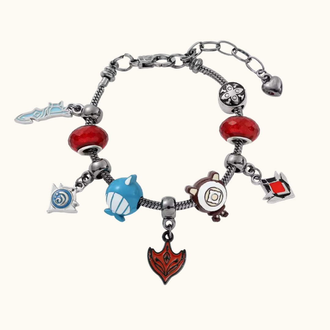 Genshin Impact Inspired Charm Silver Bracelet