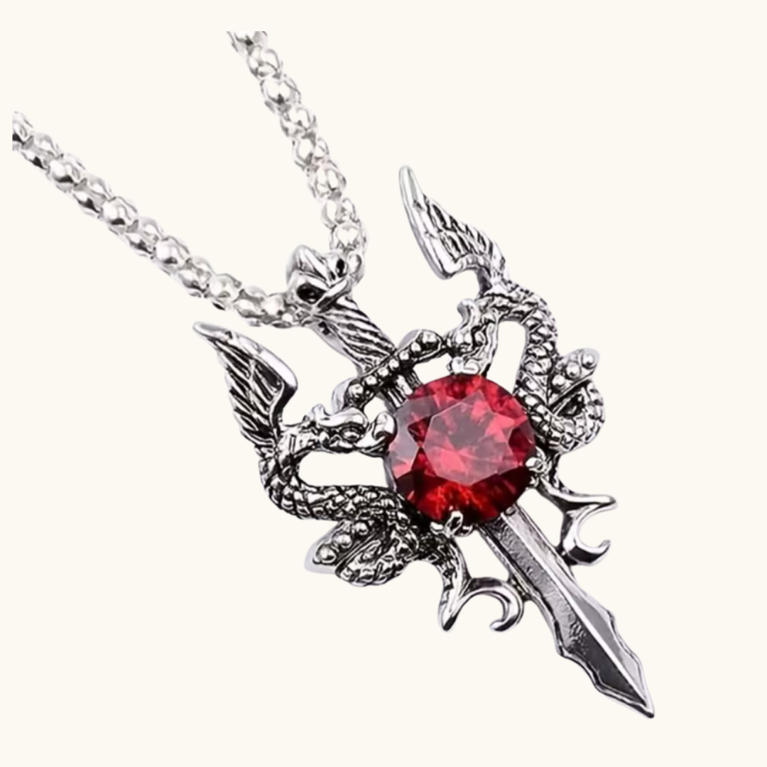 Gothic Dragon Red Diamond Dragon Necklace