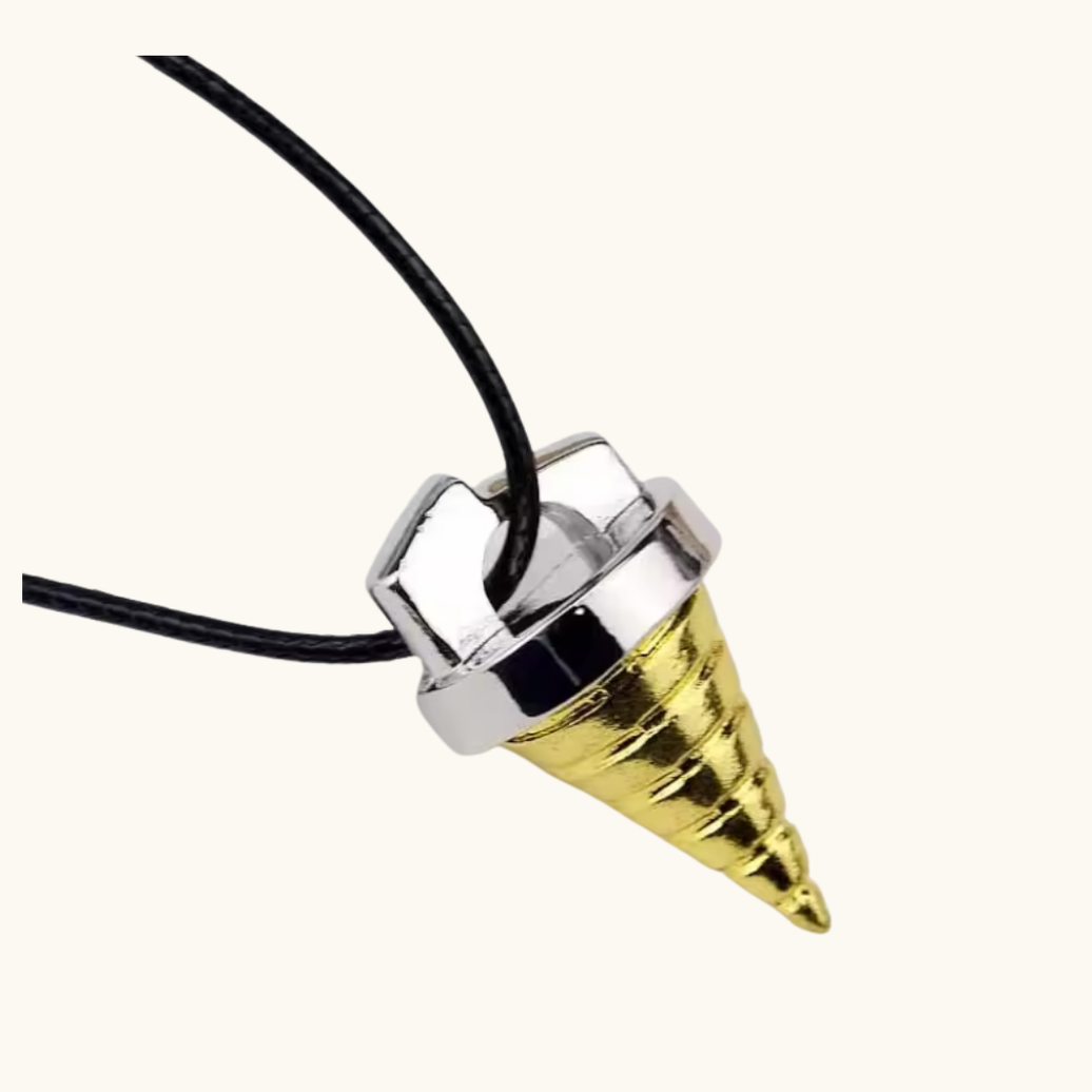 Gurren Lagann Core Drill pendant necklace by Pixel Bit featuring a detailed metallic drill charm on a chain.