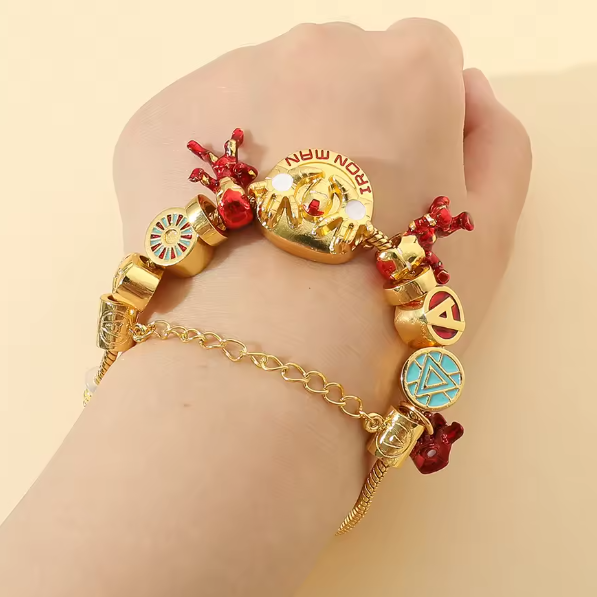 Marvel Iron Man Gold Bracelet with Charms (17cm)