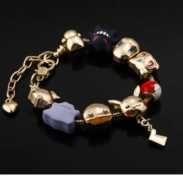 Pokemon Gold Bracelet with Charms (Adjustable)