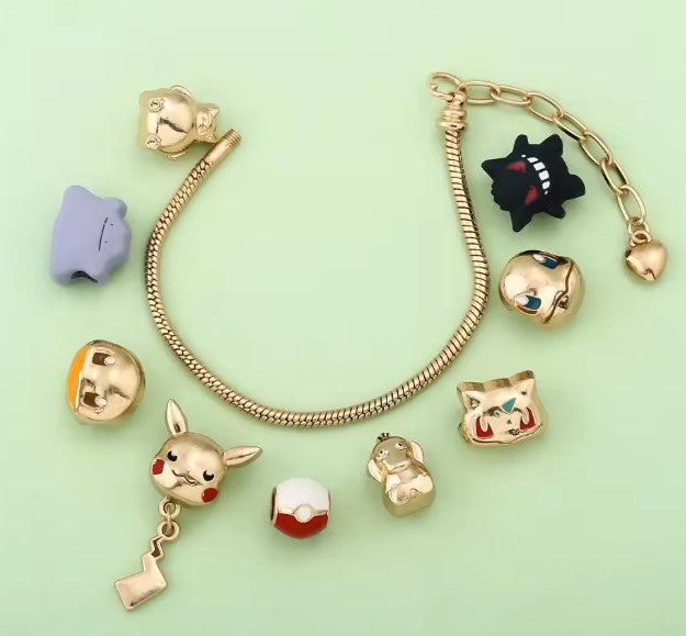 Pokemon Gold Bracelet with Charms (Adjustable)