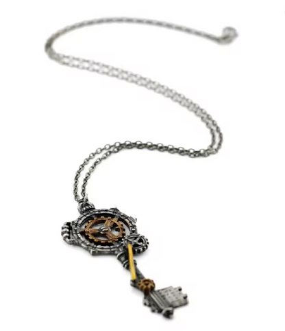 Steampunk Gear Key Necklace