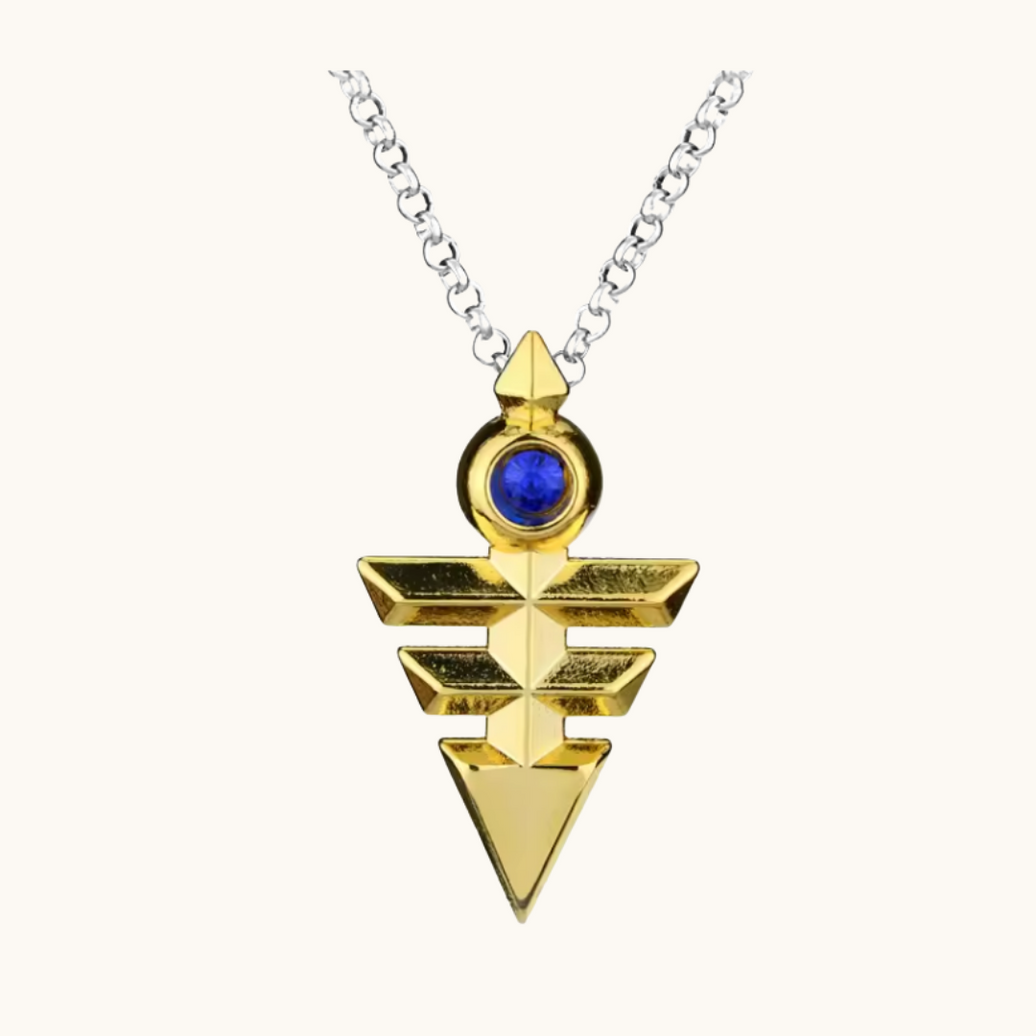Gold Yu-Gi-Oh! pendant necklace by Pixel Bit featuring a detailed Yu-Gi-Oh! character design on a sleek chain.
