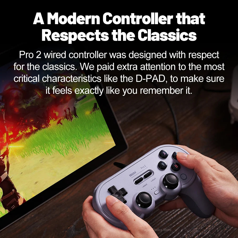 8BitDo Pro 2 Wired Gamepad for Nintendo Switch PC Gamepad RetroPie Raspberry Pi Ultimate Software Adjustable Hair Triggers